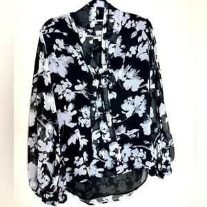 Chico's Black and White Floral Blouse
